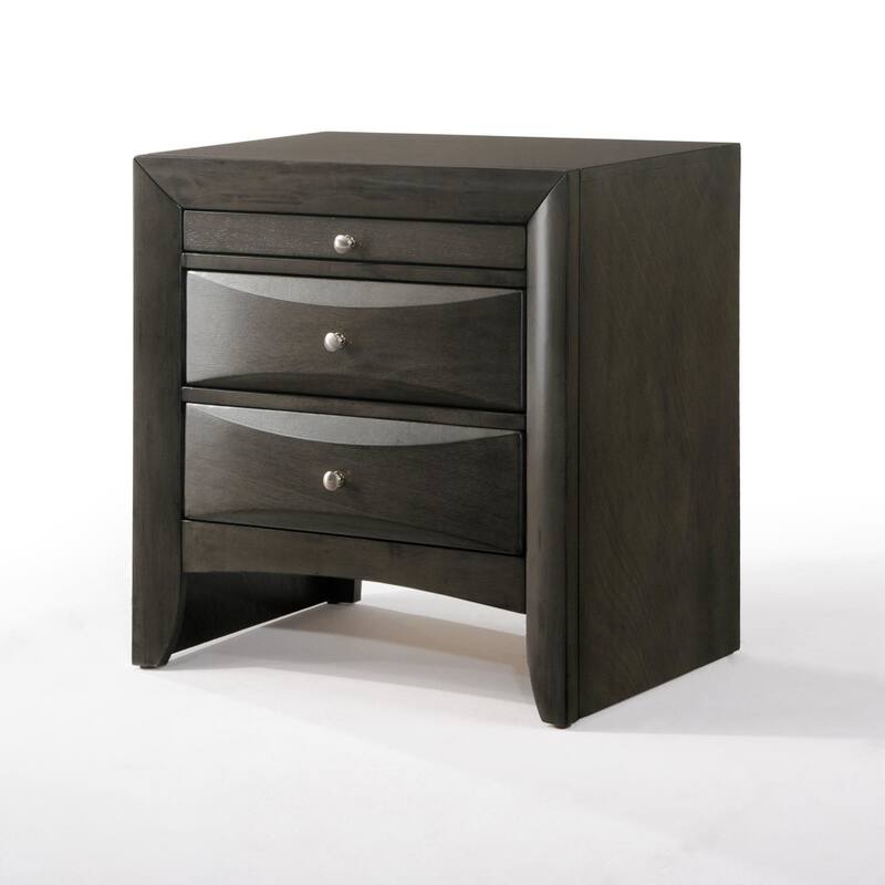 Gray Oak Nightstand with Drawer and Tray, Modern Elegance, Durable Construction - Gray