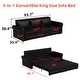 preview thumbnail 22 of 36, 93.7" Chesterfield Faux Leather Multi-Functional Sofa Bed, 3-in-1 Convertible King Pull Out Sleeper Sofa with Nailhead Trim