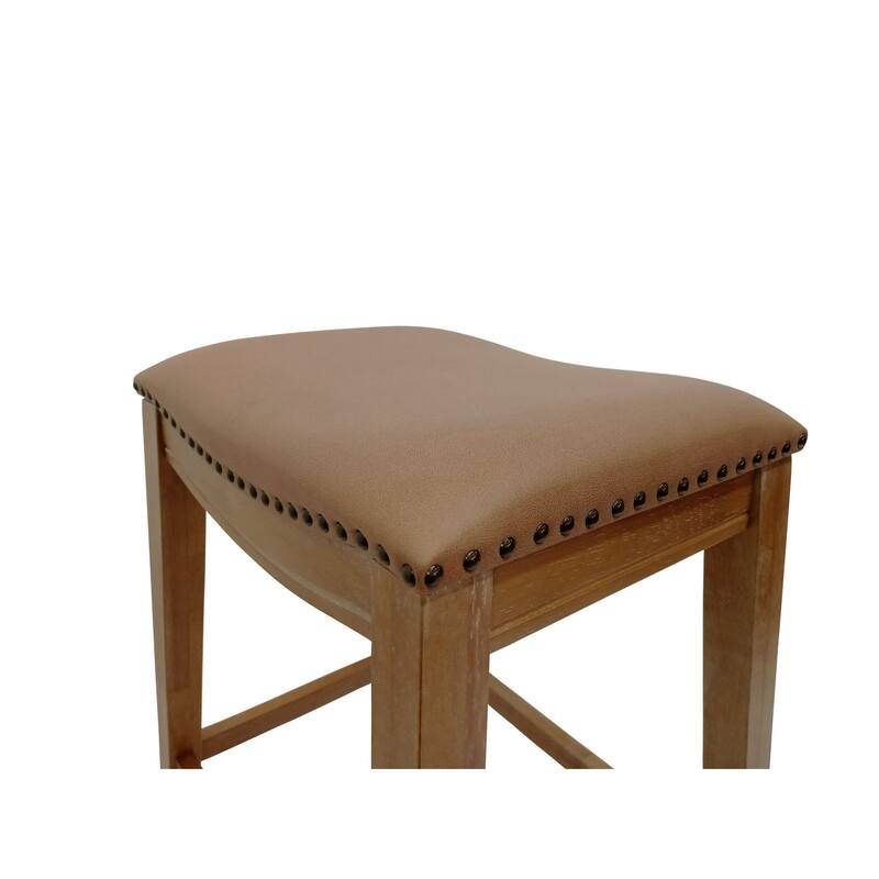 Saddle Counter Stools with Upholstered Seat - 25" - Brown - Set of 2