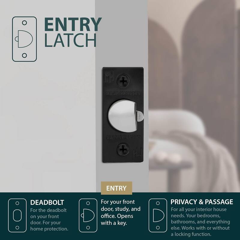 Mega Handles 2-Way Adjustable Door Latch | Universal Half Moon Spindles | For Hidden & Interior Door Lock Systems