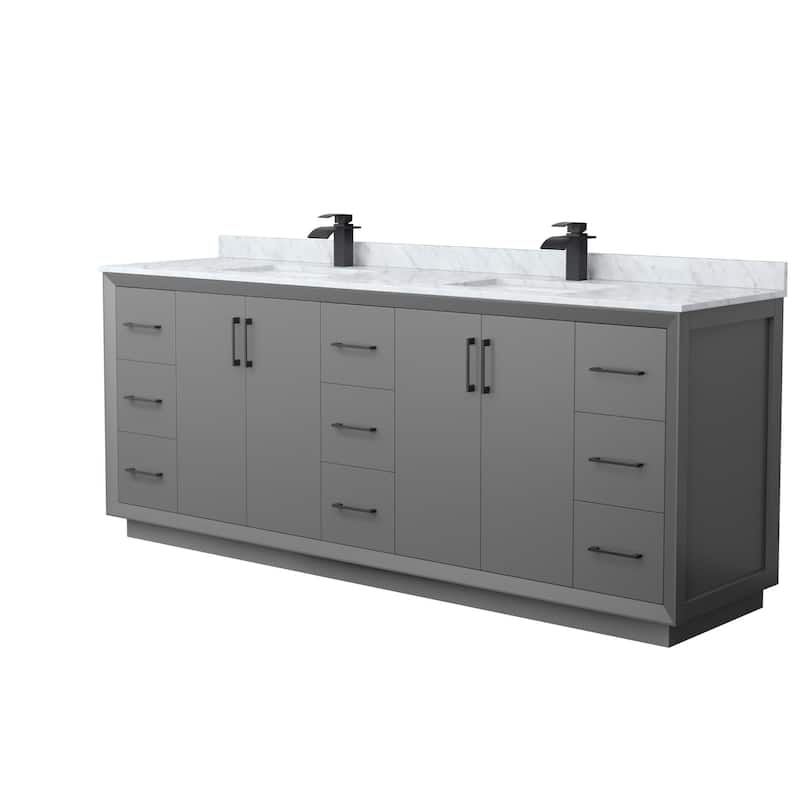 Wyndham Collection WCF414184D-NAT-UNSMXX Strada 84" Free Standing - Dark Gray / Matte Black Hardware