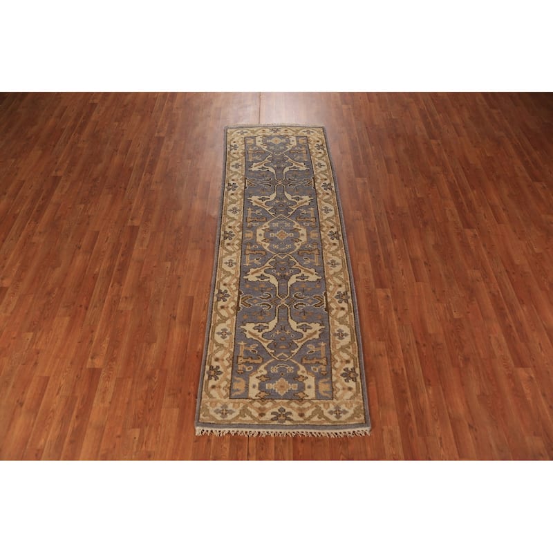 All-Over Oushak Indian Runner Rug Hand-Knotted Wool Carpet - 2'8"x 8'0"