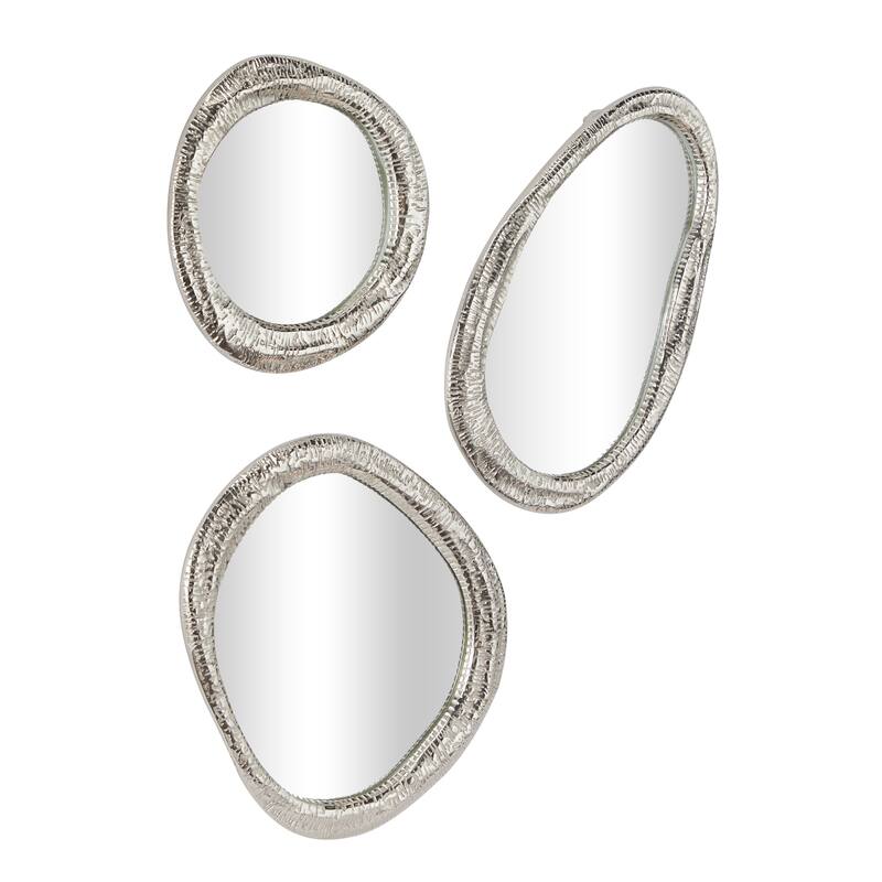Aluminum Metal Abstract Wall Mirror - Set of 3 Silver or Gold - Roche River Decor