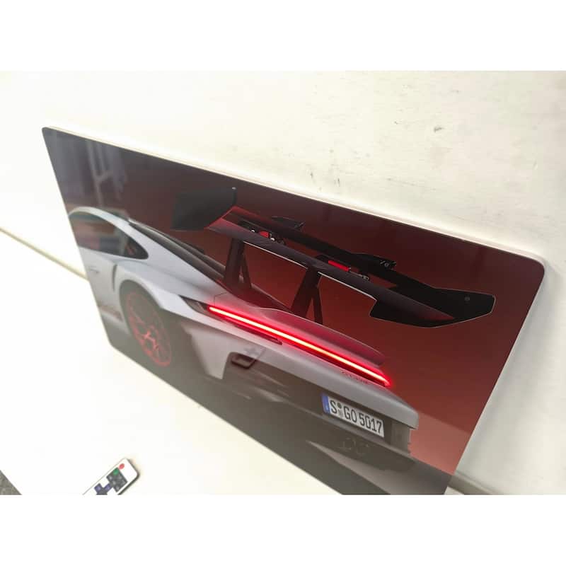 Sports Car LED Wall Art - Acrylic UV Printed Light Up Picture with Remote Control, Modern Illuminated Wall Decoration