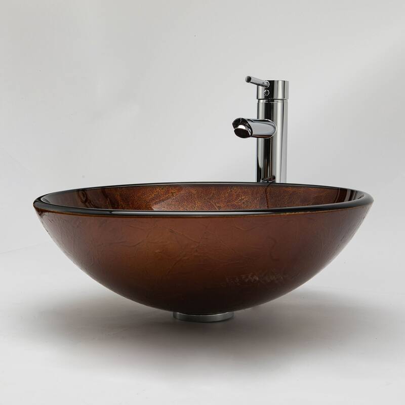 Vinnova Glass Circular Vessel Bathroom Sink without Faucet