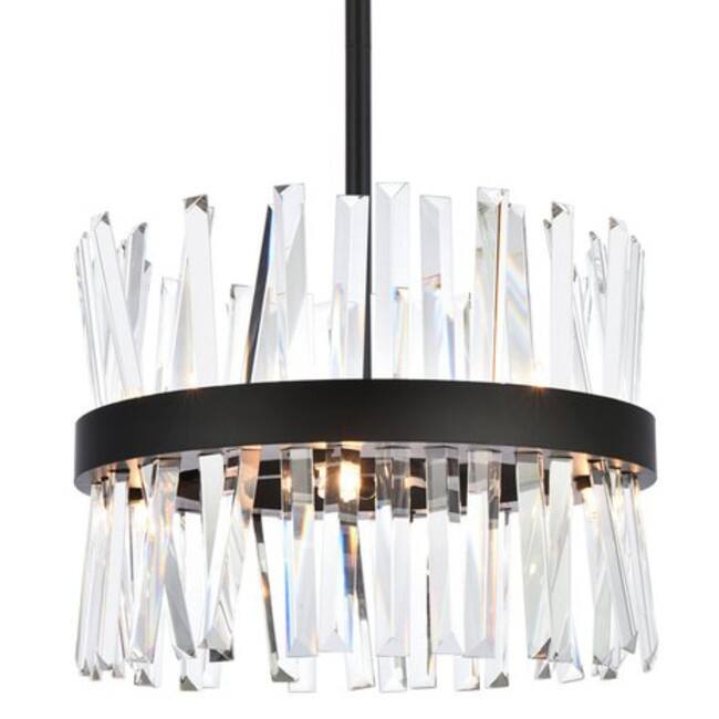 Elegant Lighting 6200D16 Serephina 8 Light 16" Wide Crystal Pendant - Black