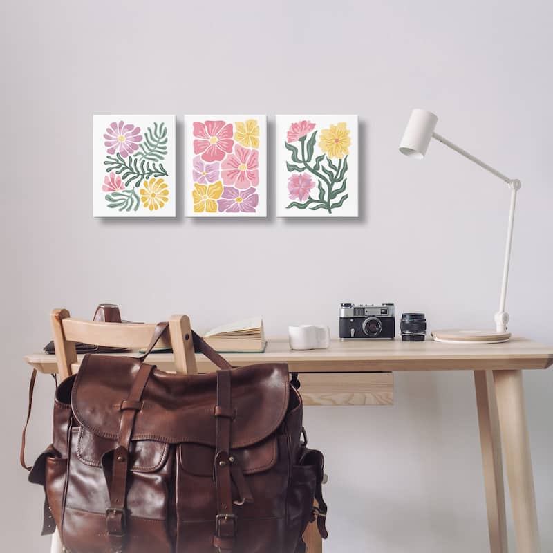 Stupell Minimal Spring Hue Flowers Canvas Wall Art Design By Kim Allen (Set of 3)