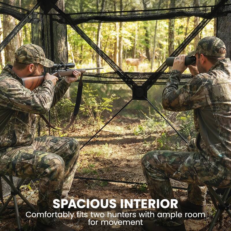 Outsunny Hunting Blind for 2 Person, See Through Pop Up Blind with 270-Degree View, Windows