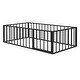 preview thumbnail 6 of 9, Black Twin Size Metal Floor Bed Frame with Fence and Door for Kids, Boys and Girls, Bedroom