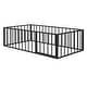 preview thumbnail 6 of 9, Twin Floor Bed, Montessori Floor Bed Frame with Fence Metal Kids Floor Bed with Door, Twin Size Slats Platform Bed, Black