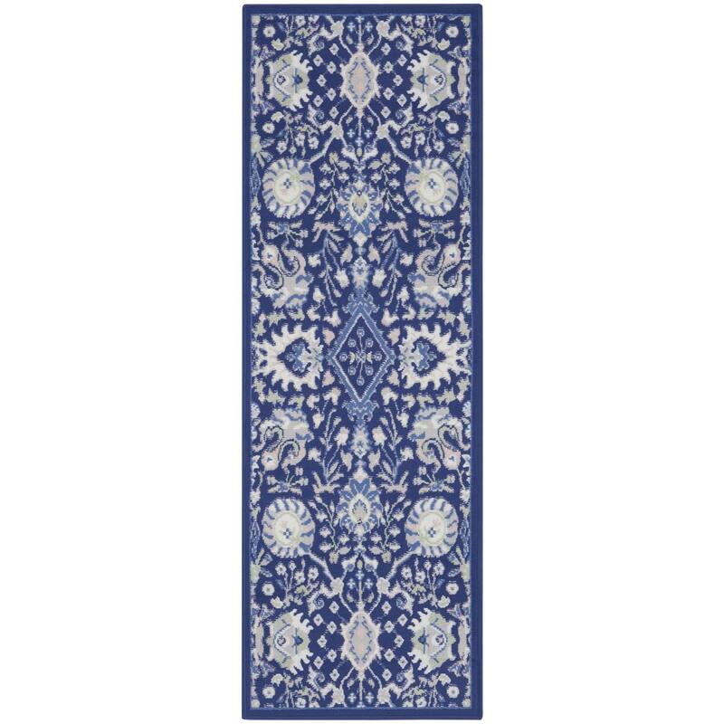 Power Loomed Distressed Abstract Floral Traditional Non Skid Stain Resistant Area Rug - 96' X '24' X '0.39