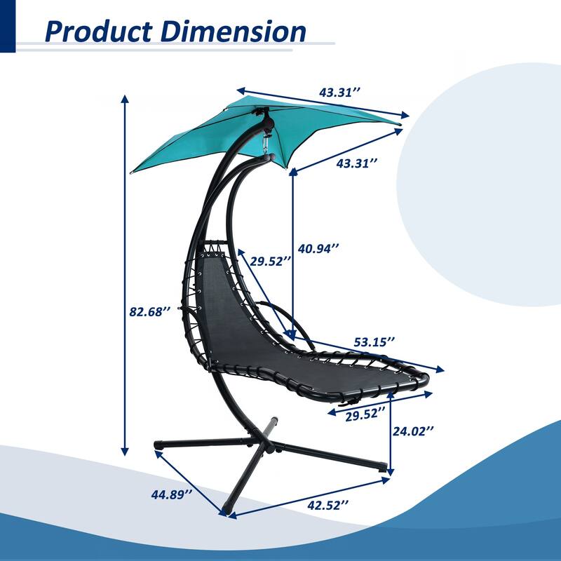 Hanging Chaise Lounger with Removable Canopy