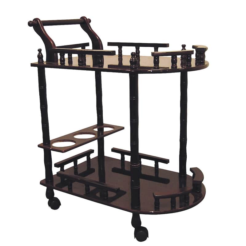 HomeRoots 24" Dark Brown Rolling Bar Cart - 23.50 in. x 29.00 in. x 15.00 in.