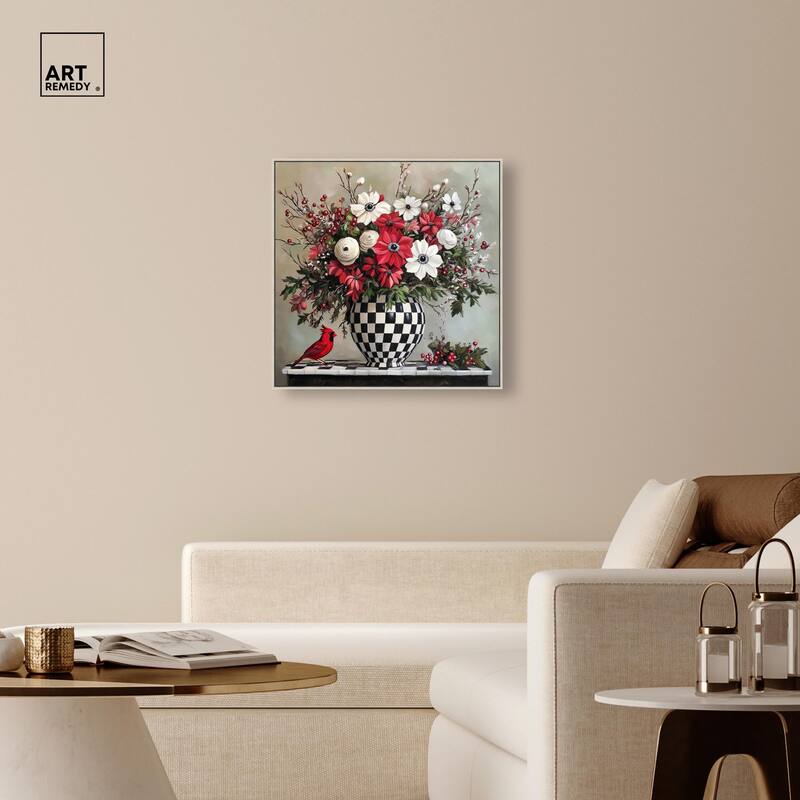Checkerboard Vase Blooms I Canvas by Art Remedy