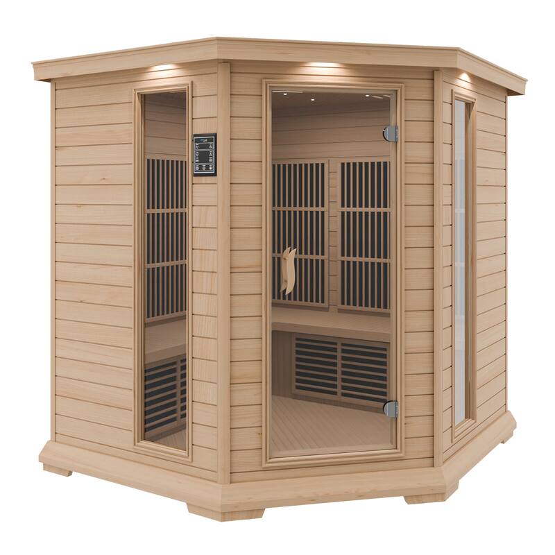 SteamSpa 5-Person 2.25KW Carbon FAR Infrared Hemlock Wooden Indoor Home Sauna Room with LED Touch Control Panel