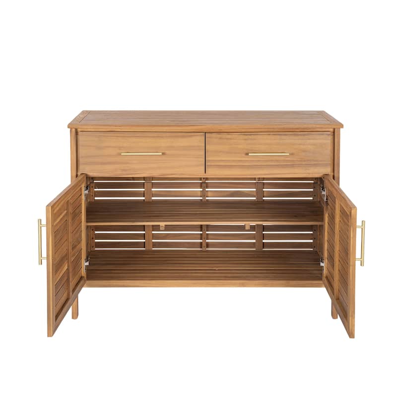 Christopher Knight Home - Cypress Outdoor/Indoor Acacia Wood Patio Storage Cabinet with Ventilated Slat Doors & Drawers