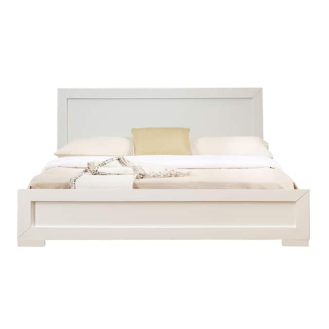 Trent Wooden Platform Bed - White - Queen