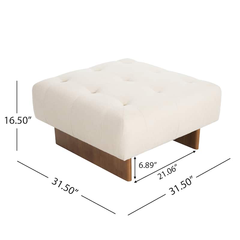 Christopher Knight Home - Vireo Linen Tufted Square Ottoman with Pocket Coil Comfort