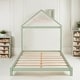 preview thumbnail 28 of 34, Full Size Kids Bed Wood Platform Bed with House-shaped Headboard , Gray Green