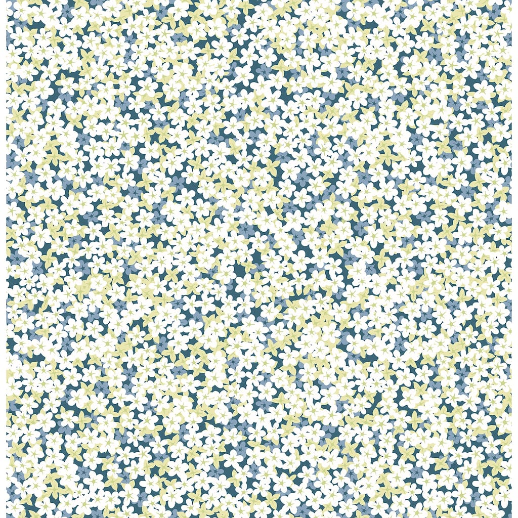 A-Street Prints Giverny Blue Miniature Floral Wallpaper