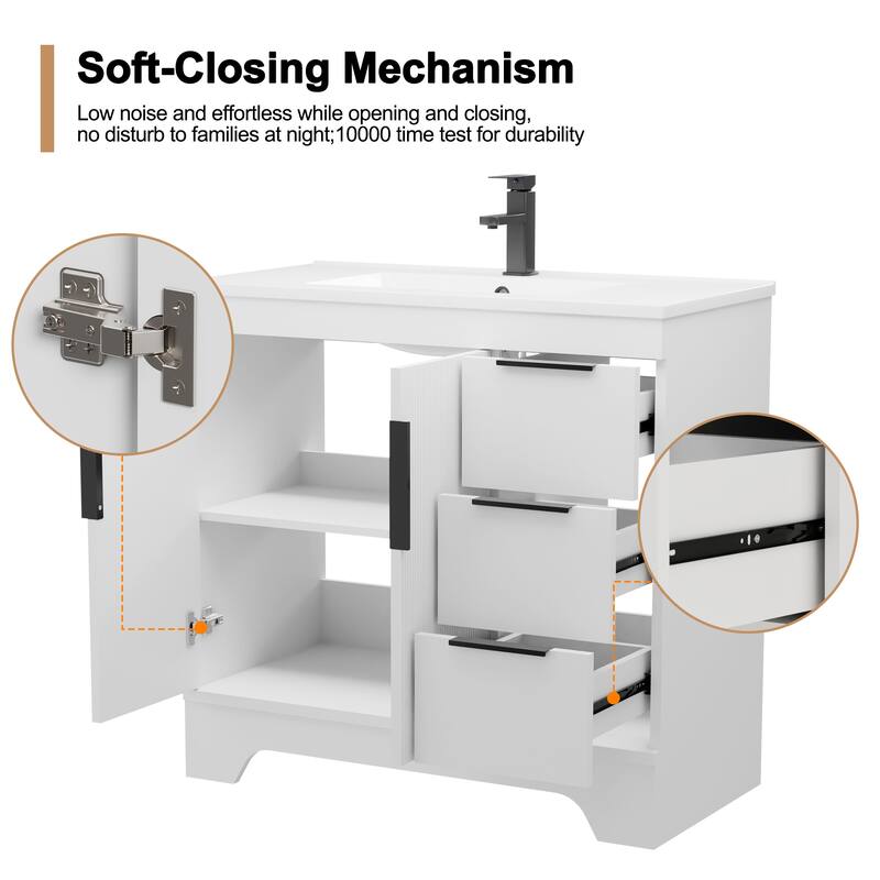 Vertical Stripes Bathroom Vanity Set with Sink Top & Faucet