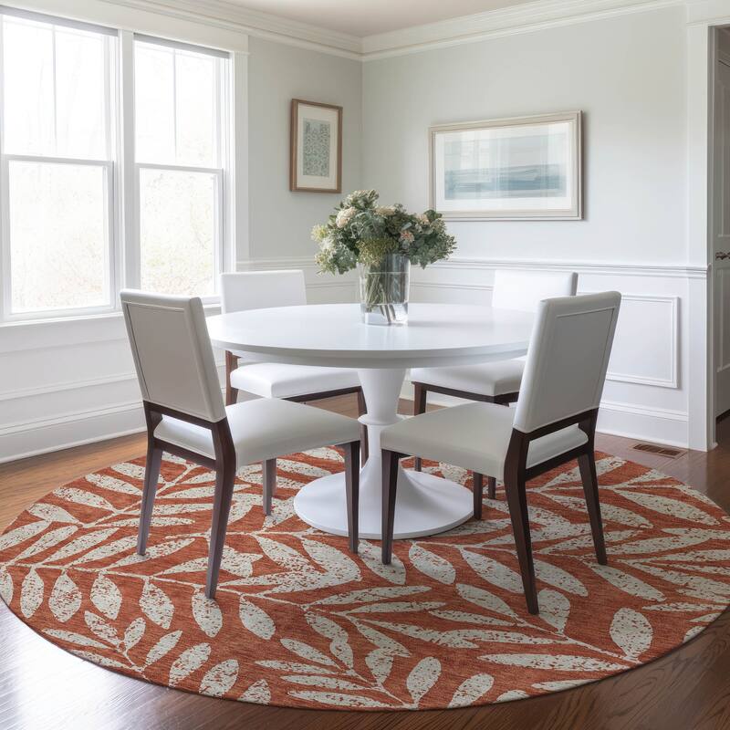 Machine Washable Indoor/ Outdoor Chantille Palm Rug