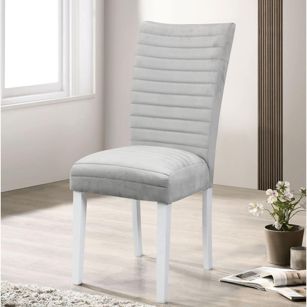 Staccato Grey and White Tufted Back Side Chairs (Set of 2)