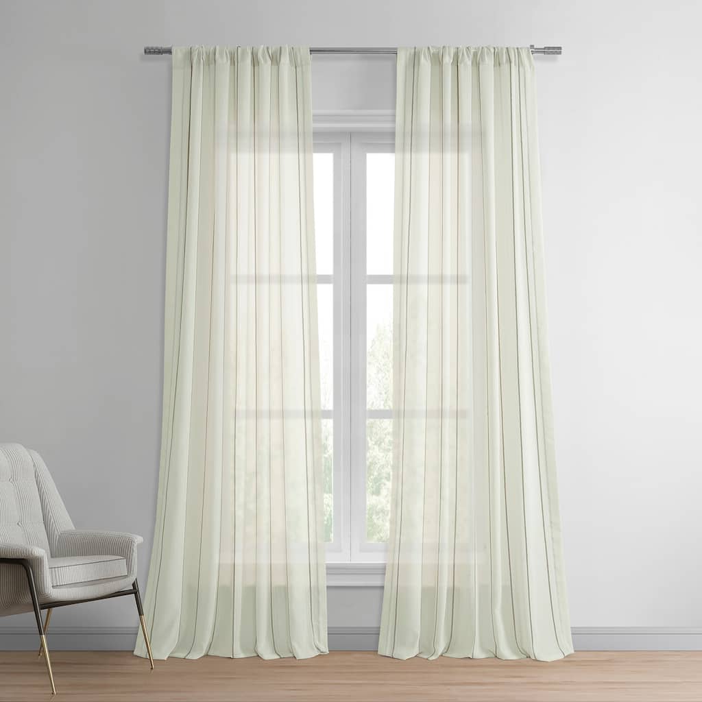 Exclusive Fabrics Aruba Striped Linen Sheer Curtain (1 Panel)