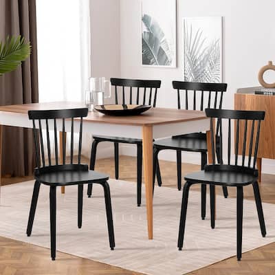Solid Wood Spindle Back Windsor Dining Chairs, Set of 2 - 17.44" (W) x 19.7" (D) x 33.1" (H)
