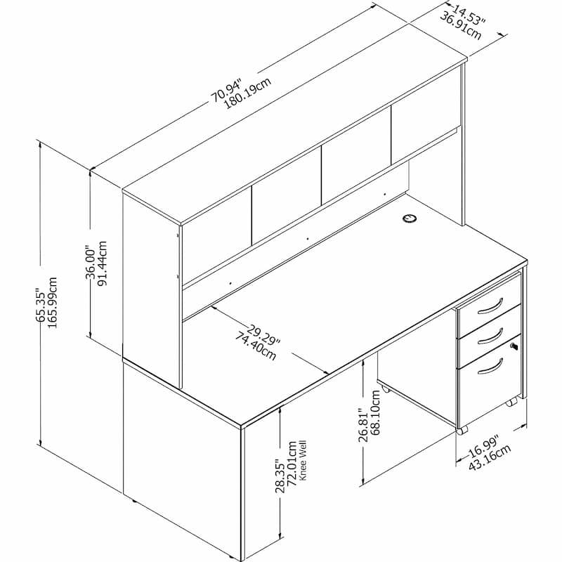 Studio C 72W Desk with Hutch and Drawers by Bush Business Furniture