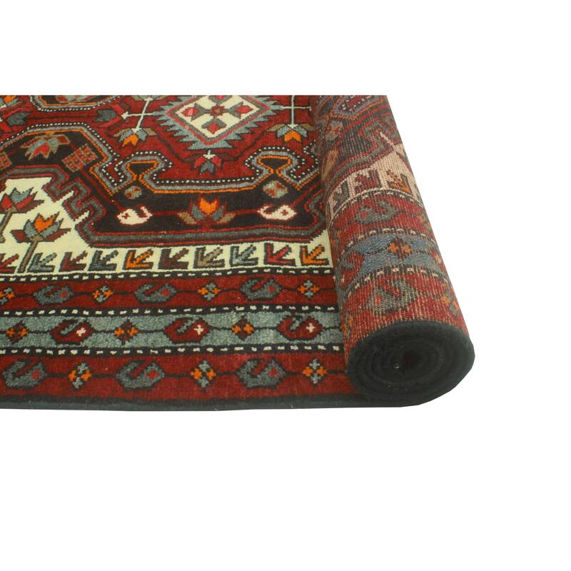 Fine Vintage Distressed Brent Red/Charcoal Runner - 3'8" x 9'10"