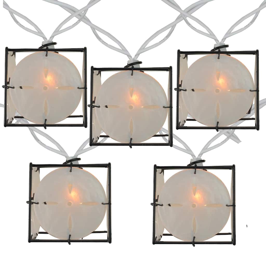 10 Pearlized White and Black Lantern Party Patio Christmas Lights - 7.5 ft White Wire - 7.5'