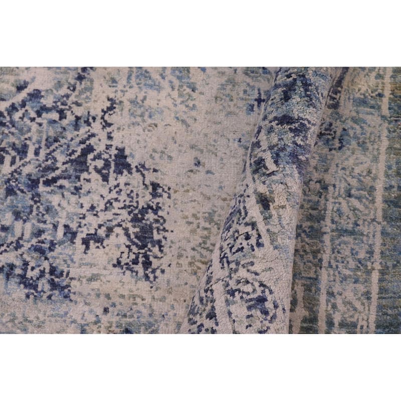 Bohemian Ziegler Terrance Blue Grey Wool&Silk Rug - 8'4'' x 9'9''