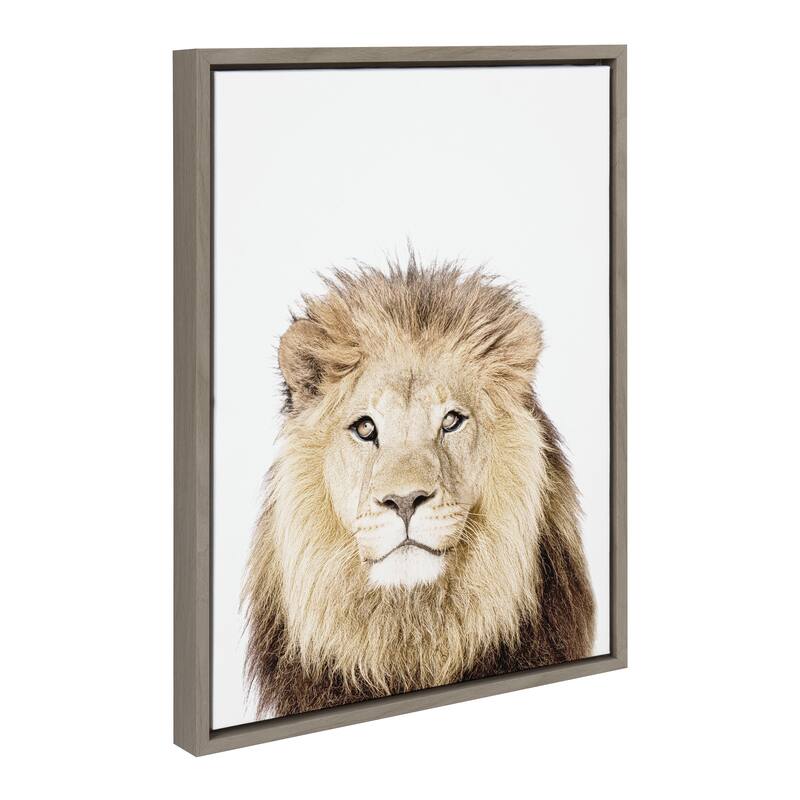 Kate and Laurel Sylvie Lion Thinking Portrait Framed Canvas by Amy Peterson Art Studio
