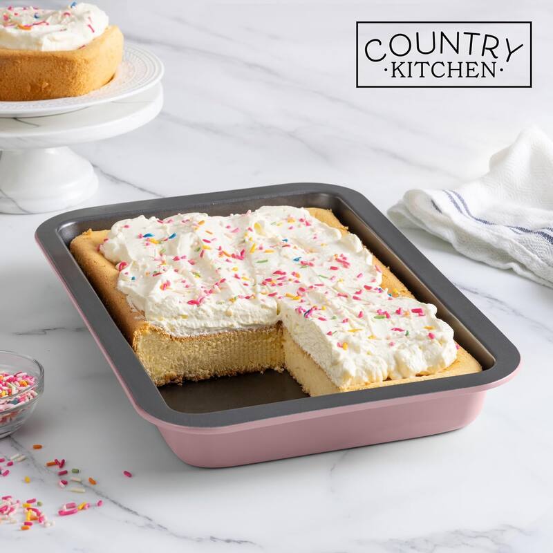 Country Kitchen Baking Pans Set 10 Piece Non-Stick Cake Pans with Carry Lids for Storage & Travel, Perfect for Parties Stackable