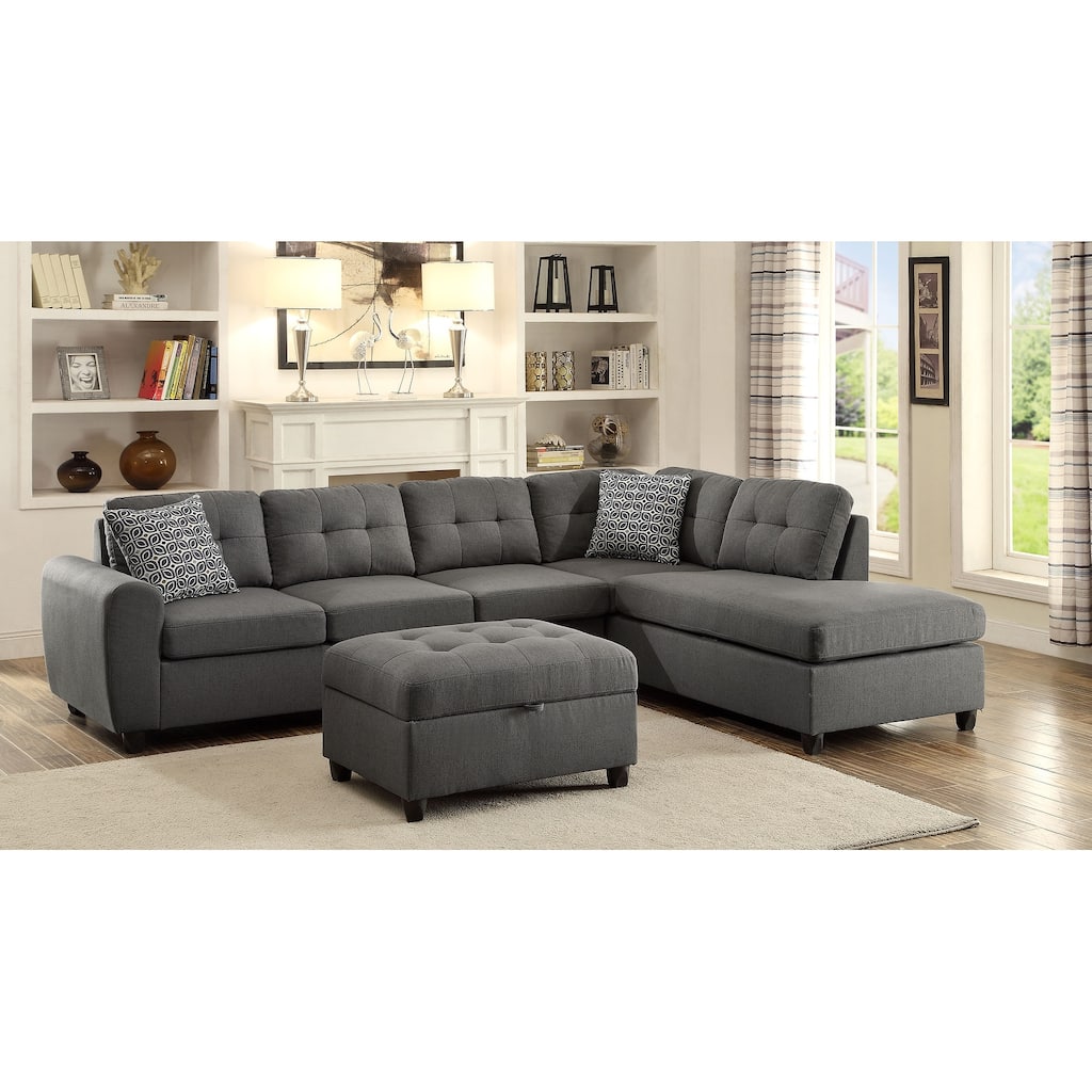 Stonenesse Upholstered Sectional Chaise Sofa Grey