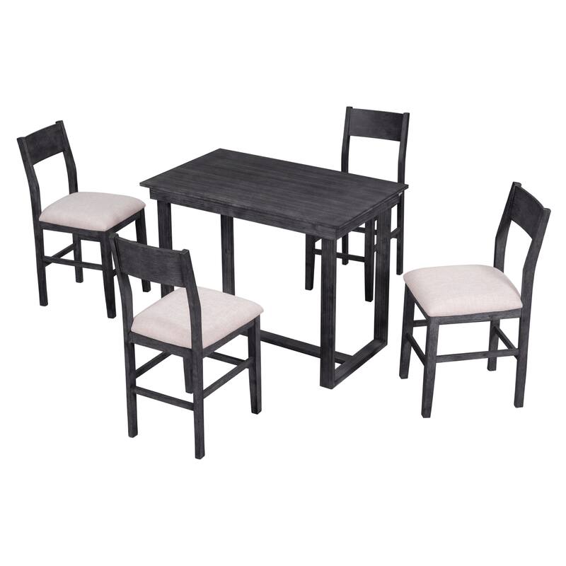 Farmhouse Counter Height 5-Piece Dining Table Set with 1 Rectangular Dining Table and 4 Dining Chairs for Small Places