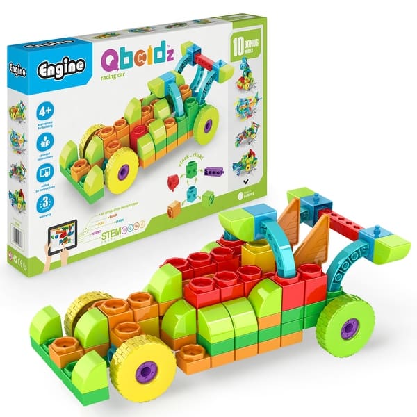 slide 2 of 5, Engino: Qboidz Racing Car - 10 Model Brick Building Set, Toy Construction, Color