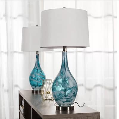 Glass USB Table Lamps (Set of 2 )Modern Bedside Desk Lamp