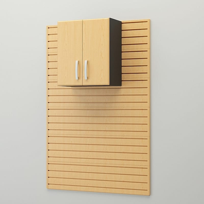 36 Piece Slatwall Panel, Cabinet, Hook, Bin, Shelf and Workstation Storage Set