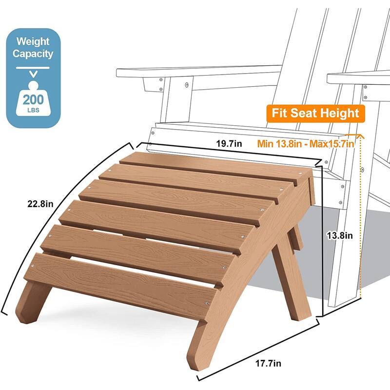 Winsoon 5-Piece All Weather HIPS Outdoor Folding Adirondack Chairs, 2 Ottomans and 1 Side Table