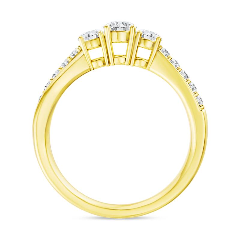 1/2ct TDW Diamond Three Stone Engagement Ring in 14K Gold for Women