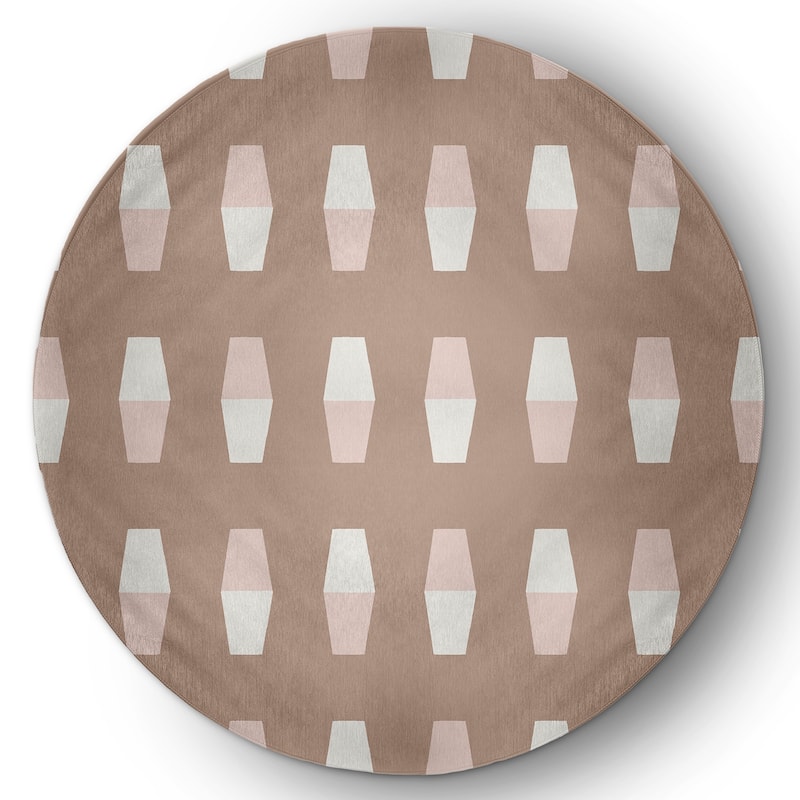 Bowling Pins Nautical Indoor/Outdoor Rug - Mauve - 5' Round