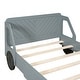 preview thumbnail 18 of 28, White Car Platform Bed with Safety Rails & Wheels - Fun for Kids