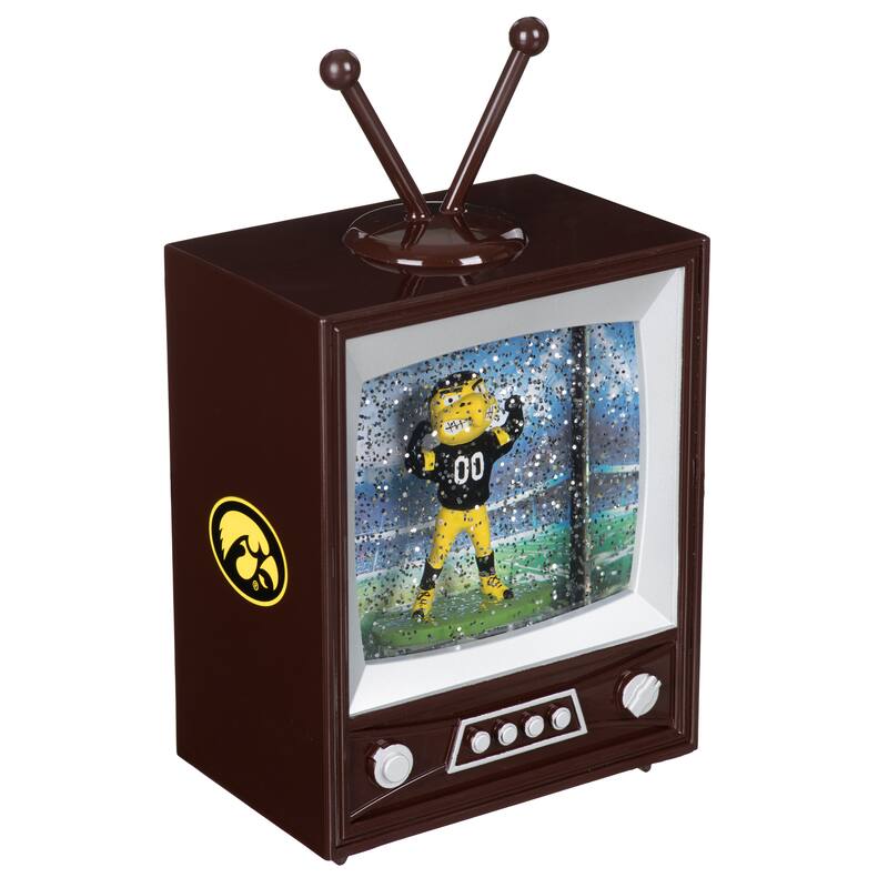University of Iowa 8 in. Vintage TV Light Up Water Lantern Snow Globe with Mascot