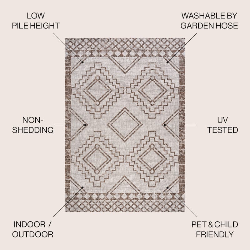 JONATHAN Y Carwa Diamond Tribal Medallion Indoor/Outdoor Area Rug