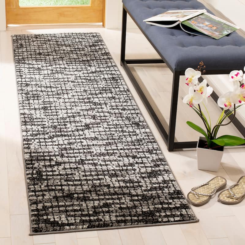 SAFAVIEH Porcello Chandrima Modern Rug - 2'3" x 8' Runner - Light Grey/Charcoal