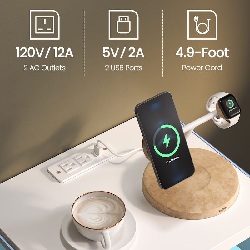 GDF Studio - Avalon Modern Nightstand with LED Lighting and Dual Drawers