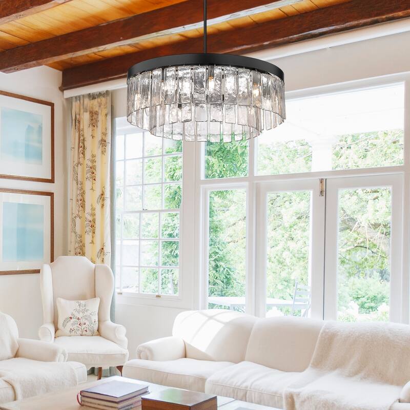 Ciara 27" Wide 9-Light Chandelier with Hammered Water Glass