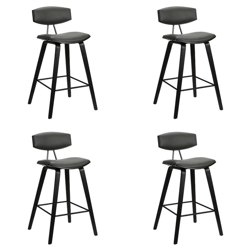 Fox Mid-Century Bar Stool, Upholstered Counter Height Chair with Bentwood Legs